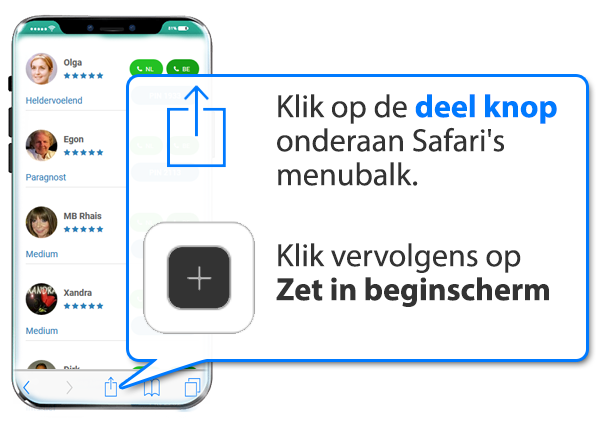 iphone en ipad: Helderziendenamsterdam.nl als app instellen op Mobiel